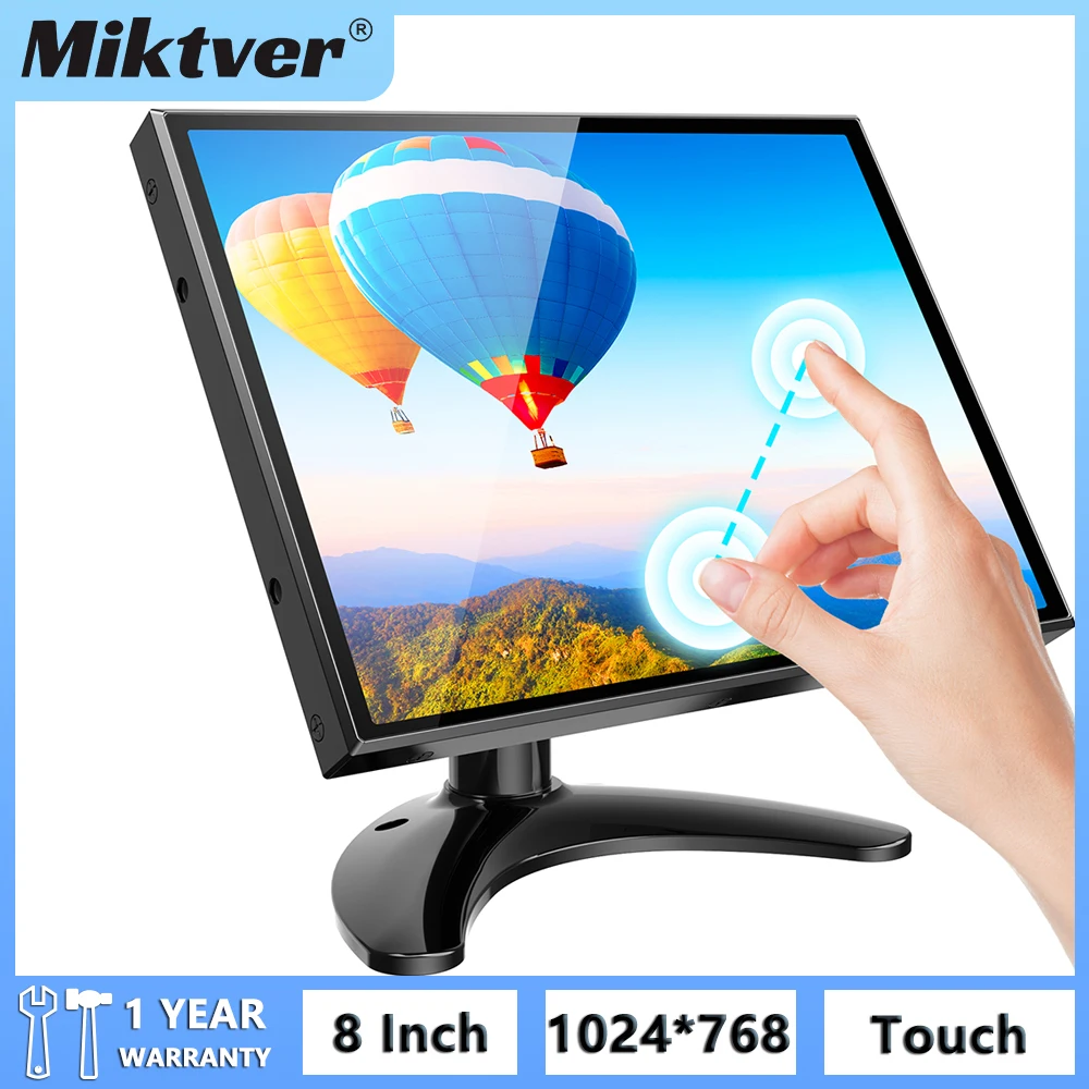 Miktver Small HD 1024x768 Metal Housing Touch Screen 8 Inch Desktop LCD Monitor With HDMI VGA AV BNC USB Port, Built-in Speaker
Miktver Small HD 1024x768 Metal Housing Touch Screen 8 Inch Desktop LCD Monitor With HDMI VGA AV BNC USB Port, Built-in Speaker