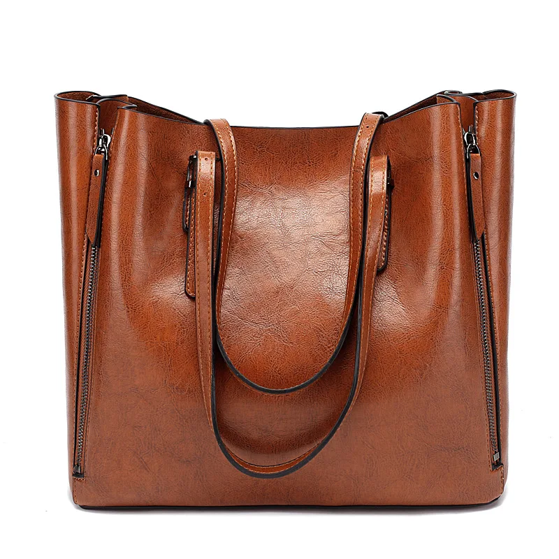 

new High capacity Shoulder Bags luxury handbags women bags designer Oil wax Zipper Leather Bag sac a main bolsa feminina