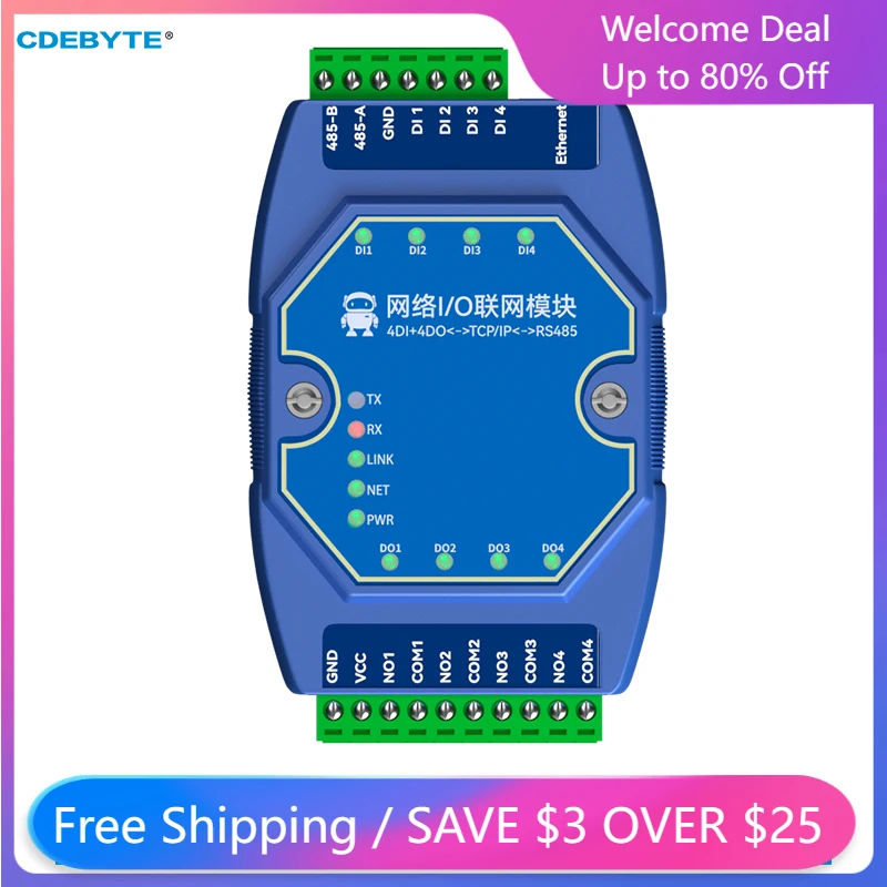 ME31-AXAX4040 ModBus 4DI+4DO CDEBYTE IoT Ethernet I/O Networking Modem TCP Server RJ45 RS485 Acquisition Control Module
ME31-AXAX4040 ModBus 4DI+4DO CDEBYTE IoT Ethernet I/O Networking Modem TCP Server RJ45 RS485 Acquisition Control Module