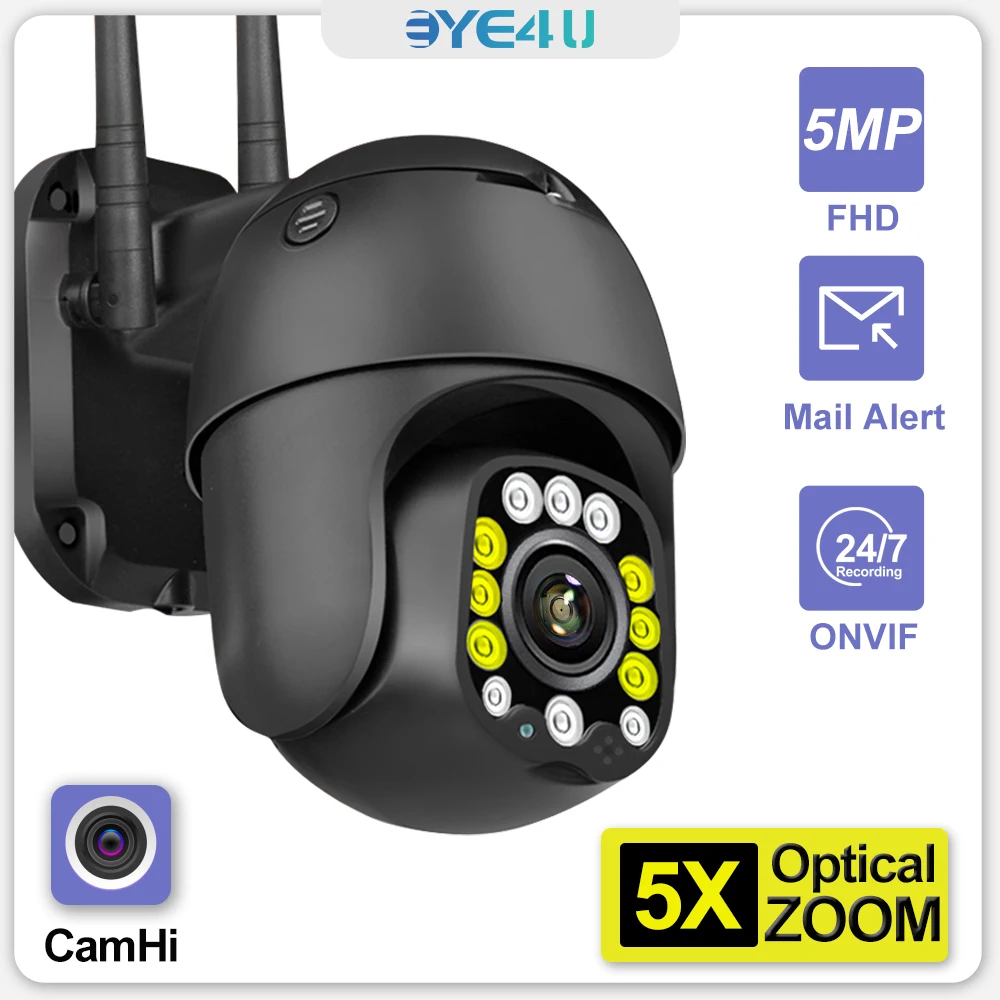 5MP Security Protection Wifi Surveillance Camera Outdoor 5X Optical Zoom CCTV PTZ Dome Cameras With Onvif Smart Home IP66 CamHi
5MP Security Protection Wifi Surveillance Camera Outdoor 5X Optical Zoom CCTV PTZ Dome Cameras With Onvif Smart Home IP66 CamHi