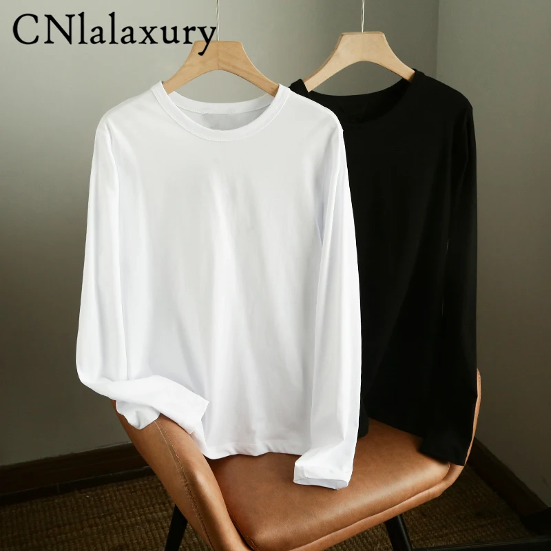 CNlalaxury 2022 New Spring Long Sleeve Solid Color Round Neck Basic All-match T-shirt Women Elegant Casual Female Tops Ladies
CNlalaxury 2022 New Spring Long Sleeve Solid Color Round Neck Basic All-match T-shirt Women Elegant Casual Female Tops Ladies