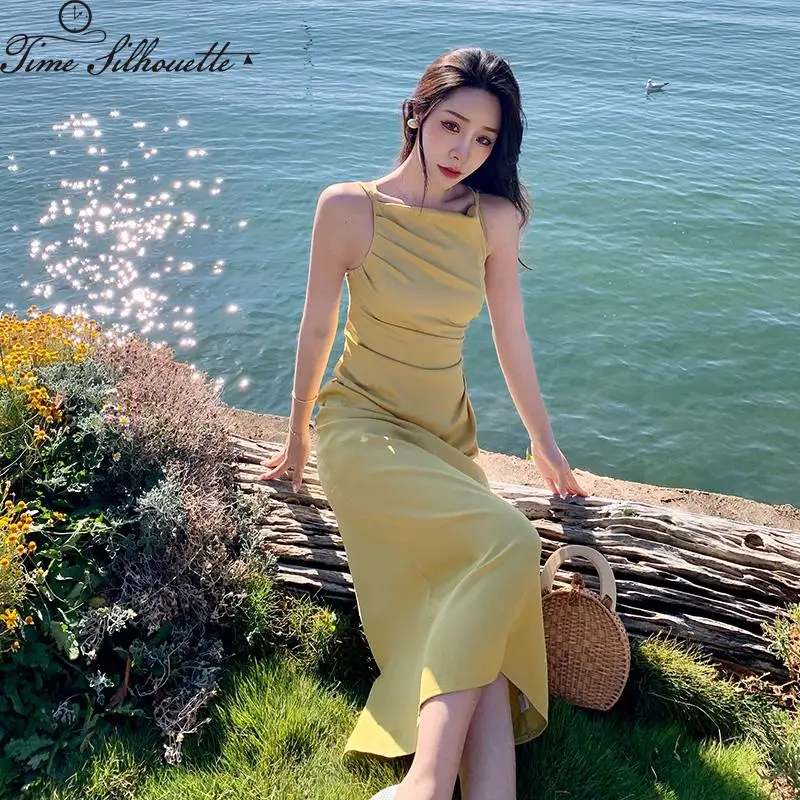 Yellow Dresses For Women 2022 Sexy Tube Top Strap Open Back Cross Straps Long Dress Women Vestidos Robe Femme Party Dress L71 
Yellow Dresses For Women 2022 Sexy Tube Top Strap Open Back Cross Straps Long Dress Women Vestidos Robe Femme Party Dress L71