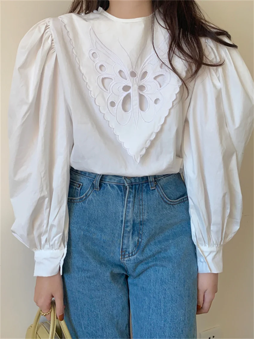 Alien Kitty Hollow Out Embroidery Blouses Puff Sleeve White Shirt 2022 New Spring Autumn Tops OL Fashion Blusas Mujer De Moda
Alien Kitty Hollow Out Embroidery Blouses Puff Sleeve White Shirt 2022 New Spring Autumn Tops OL Fashion Blusas Mujer De Moda