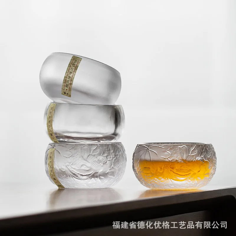 Hand-made frozen burnt glass cups, teacups, crystal glass tea cups, master cups, kung fu tea sets, tea cups, single
Hand-made frozen burnt glass cups, teacups, crystal glass tea cups, master cups, kung fu tea sets, tea cups, single