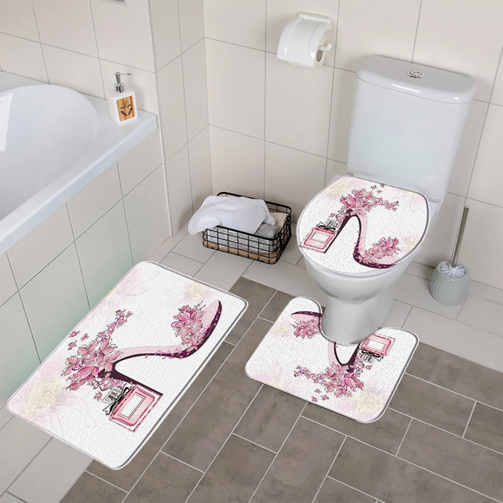 Set of 3 Bath Mat Set Sexy Pink High Heeled Flower Butterfly Soft Non Slip Bathroom Rugs Carpets Toilet Lid Cover Bathroom Decor
Set of 3 Bath Mat Set Sexy Pink High Heeled Flower Butterfly Soft Non Slip Bathroom Rugs Carpets Toilet Lid Cover Bathroom Decor