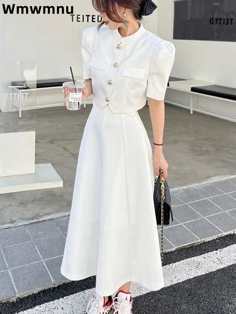 Y2k Korean Women Skirts Two Piece Set Classic Single Breasted Cropped Coat Top Outfit Elegant Baggy A-lined Mid Faldas Conjuntos
Y2k Korean Women Skirts Two Piece Set Classic Single Breasted Cropped Coat Top Outfit Elegant Baggy A-lined Mid Faldas Conjuntos