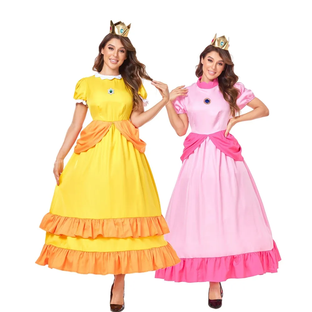 

Halloween Masquerade Anime Beauty And The Beast Bell Peach Princess Costume Carnival Party Anna Elsa Queen Cosplay Dress