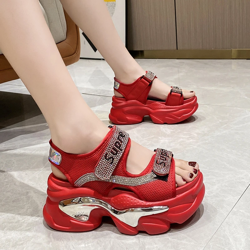 Women Bling Chunky Sandals Summer Designers Open Toe Hook Loop Shoes 8CM High Heels Mesh Sandals Casual Woman Wedges Sneakers
Women Bling Chunky Sandals Summer Designers Open Toe Hook Loop Shoes 8CM High Heels Mesh Sandals Casual Woman Wedges Sneakers