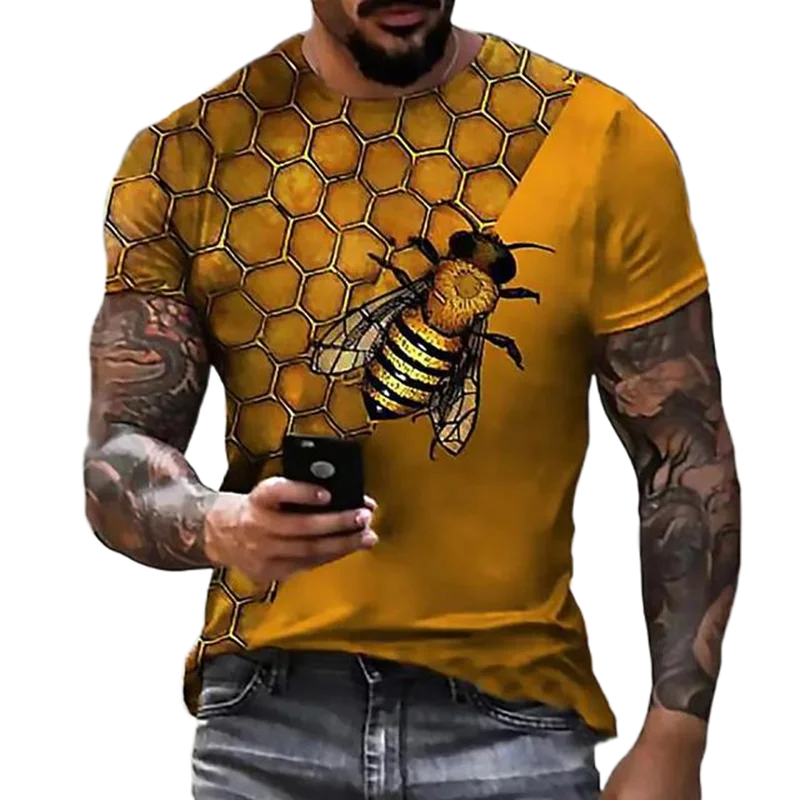 Футболка мужская летняя с круглым вырезом, с 3D-принтом пчелы
Футболка мужская летняя с круглым вырезом, с 3D-принтом пчелы
