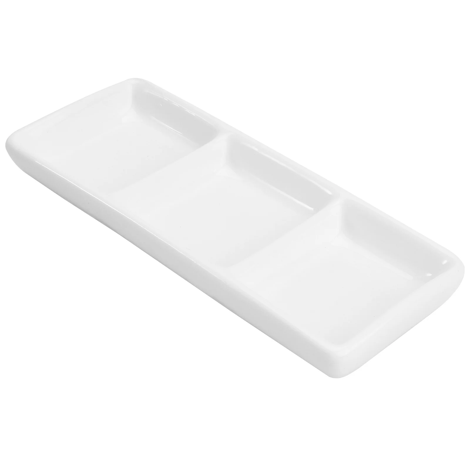 

6 Inch Dipping Sauce Dishes Ceramic Tray Mini Appetizer Plate Compartment Snack Trays Platter Food Serving 3 Seasoning