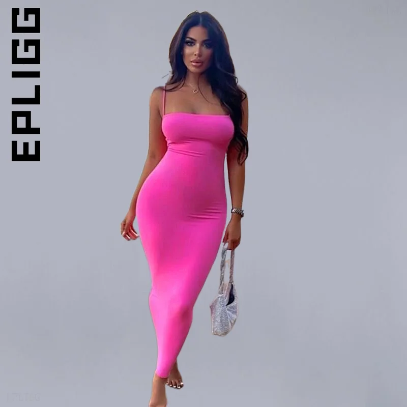Epligg Dress New Women Cheap Solid Color Sleeveless Backless Slim Fit Sling Long Dress Slim Sweet Dress Elastic Basic Female
Epligg Dress New Women Cheap Solid Color Sleeveless Backless Slim Fit Sling Long Dress Slim Sweet Dress Elastic Basic Female