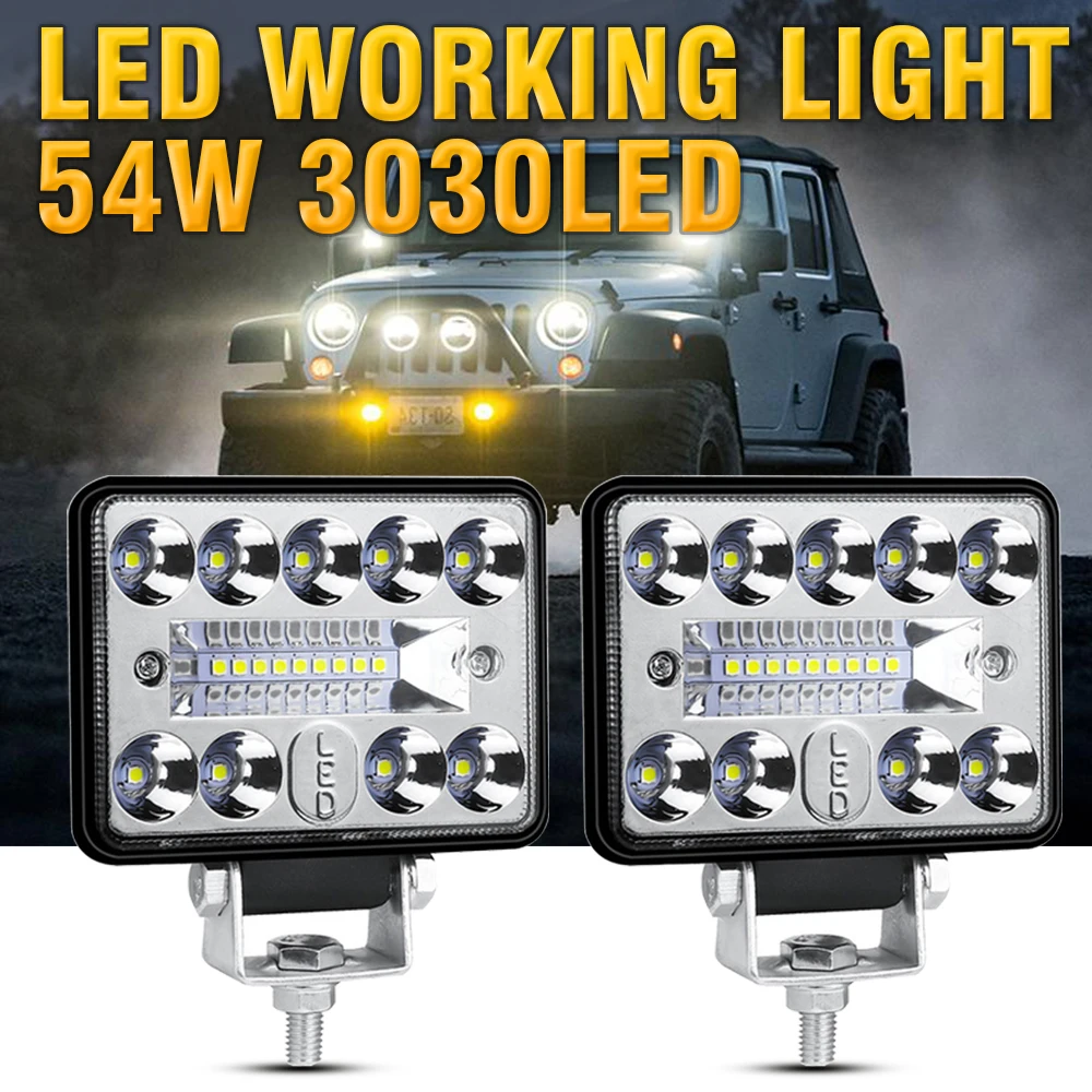 

OKEEN 12V 24V LED Light Bar Work Light 54W LED Lamp Spot Flood Combo Beam Working Headlight for Truck Tractor 4x4 SUV Boat Car