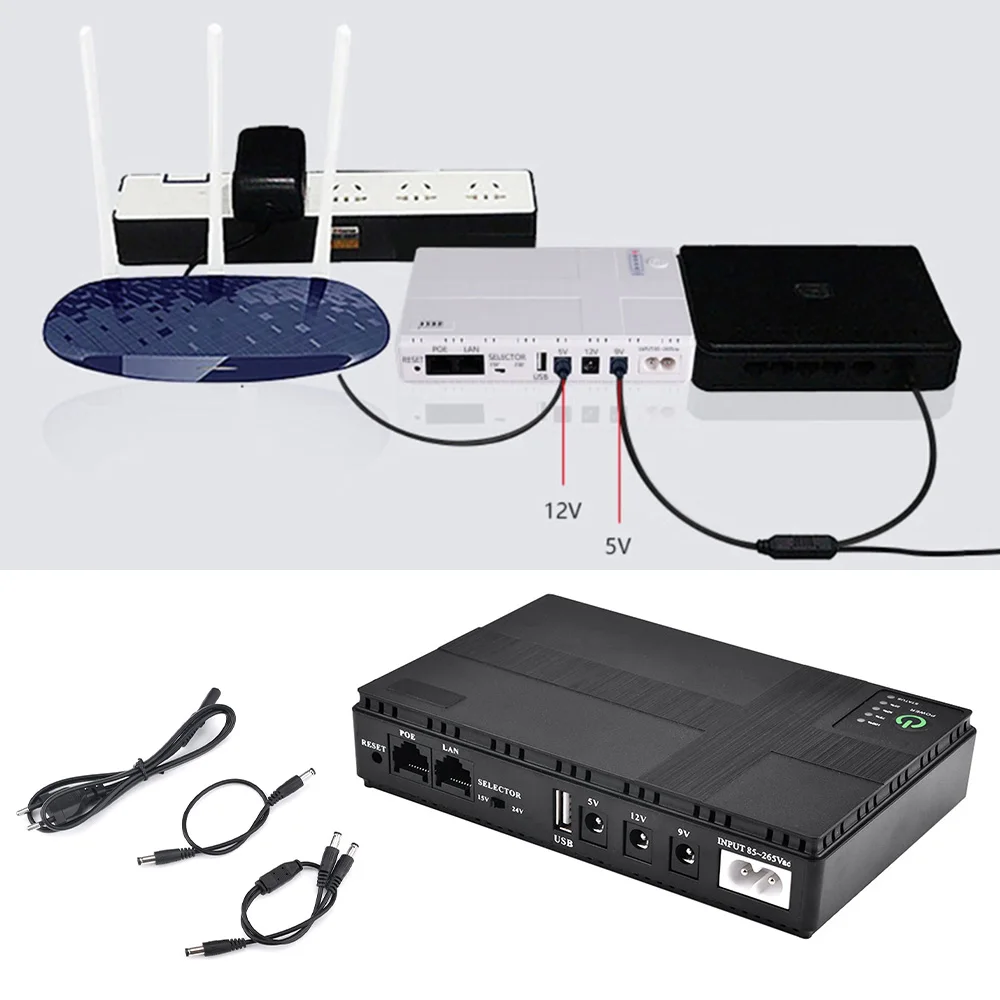 

10400 mAh Mini Portable UPS 5V/9V/12V Uninterruptible Power Supply For WiFi, Router Large Capacity Backup Power Adapter