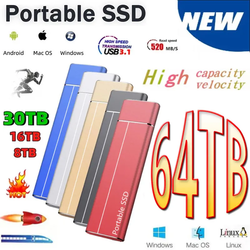 100% Original High-speed 16TB 4TB 2TB SSD Portable External Solid State Hard Drive USB3.1 Interface Mobile Hard Drive for Laptop
100% Original High-speed 16TB 4TB 2TB SSD Portable External Solid State Hard Drive USB3.1 Interface Mobile Hard Drive for Laptop
