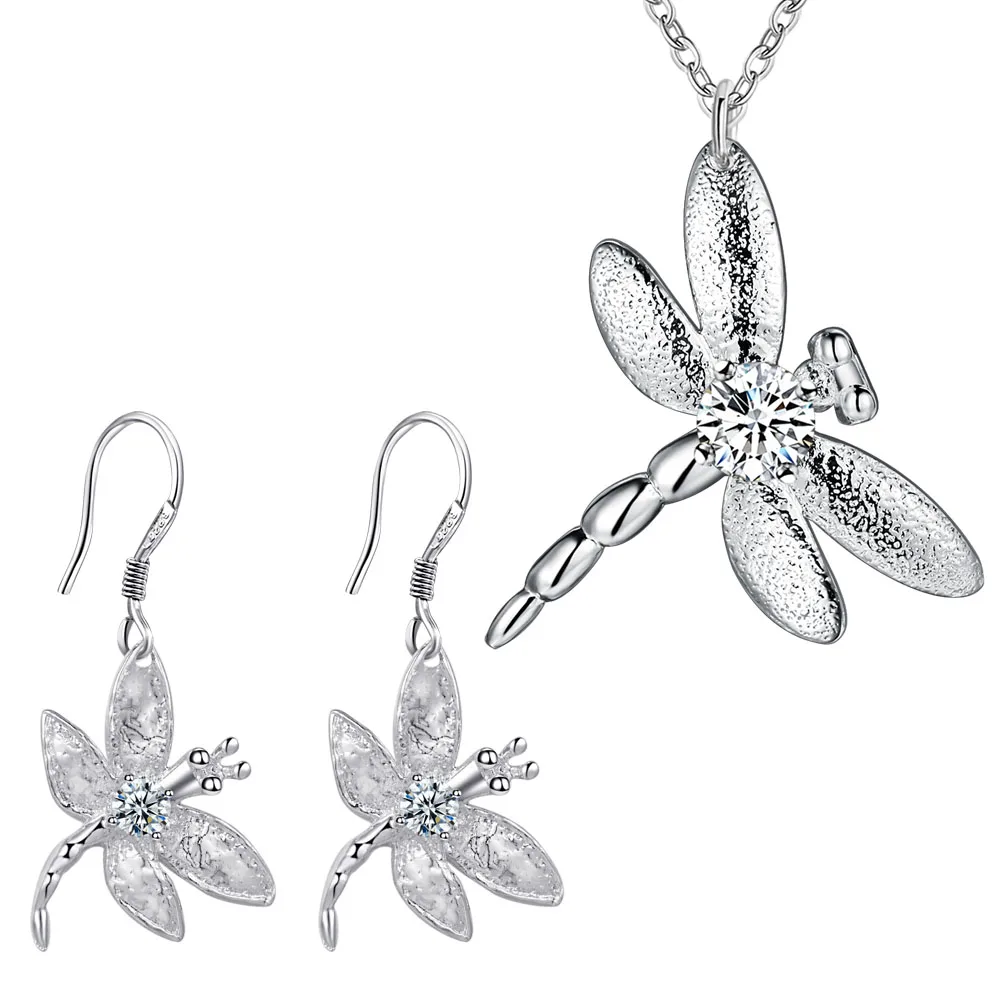 925 Color Silver Charms jewelry set necklace earring dragonfly wedding lady women Valentines gift charms
925 Color Silver Charms jewelry set necklace earring dragonfly wedding lady women Valentines gift charms