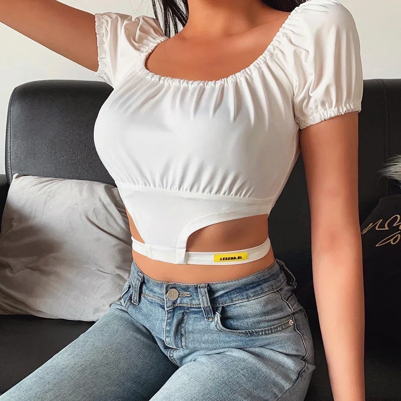 The New Style Shows The Waist To Reveal The Umbilical Hollow Out One Word Shoulder Bubble Sleeve Top
The New Style Shows The Waist To Reveal The Umbilical Hollow Out One Word Shoulder Bubble Sleeve Top
