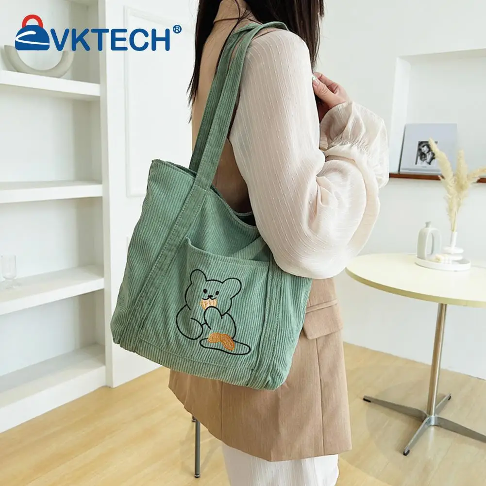 Fashion Women Corduroy Shoulder Bag Large-capacity Cartoon Bear Handbags Reusable Shopping Bookbag Casual Travel Female Tote Bag
Fashion Women Corduroy Shoulder Bag Large-capacity Cartoon Bear Handbags Reusable Shopping Bookbag Casual Travel Female Tote Bag