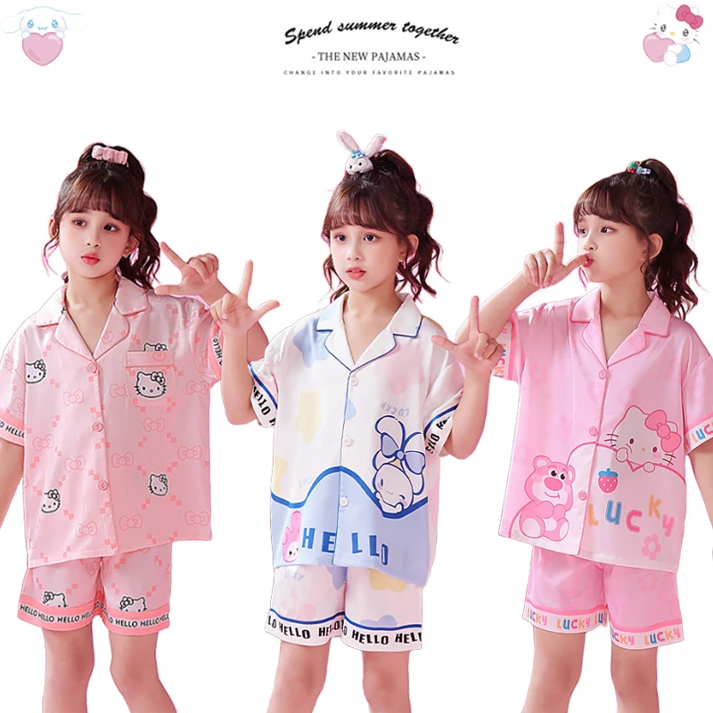 Anime Sanrio My Melody Kuromi Cinnamoroll Children's Pajamas Set Lapel Short-Sleeved Cardigan Kawaii Cartoon Homewear Kids Gifts
Anime Sanrio My Melody Kuromi Cinnamoroll Children's Pajamas Set Lapel Short-Sleeved Cardigan Kawaii Cartoon Homewear Kids Gifts