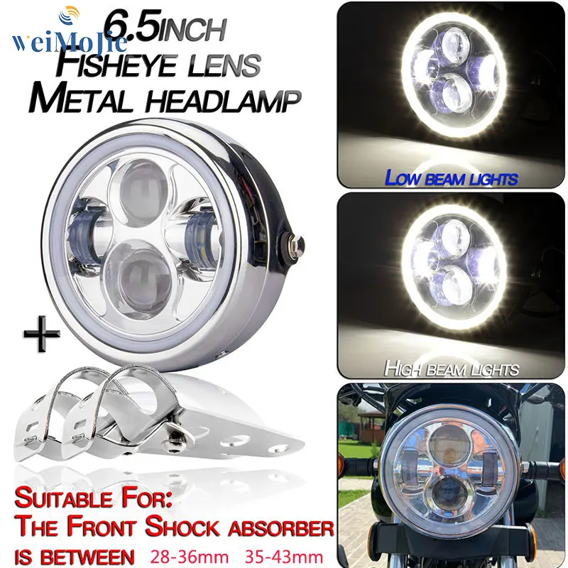 Motorcycle 6.5" Universal LED Headlight Hi&Lo HeadLamp Bulb DRL With Angel Ring + Mount Bracket For Harley Sportster Cafe Racer
Motorcycle 6.5" Universal LED Headlight Hi&Lo HeadLamp Bulb DRL With Angel Ring + Mount Bracket For Harley Sportster Cafe Racer