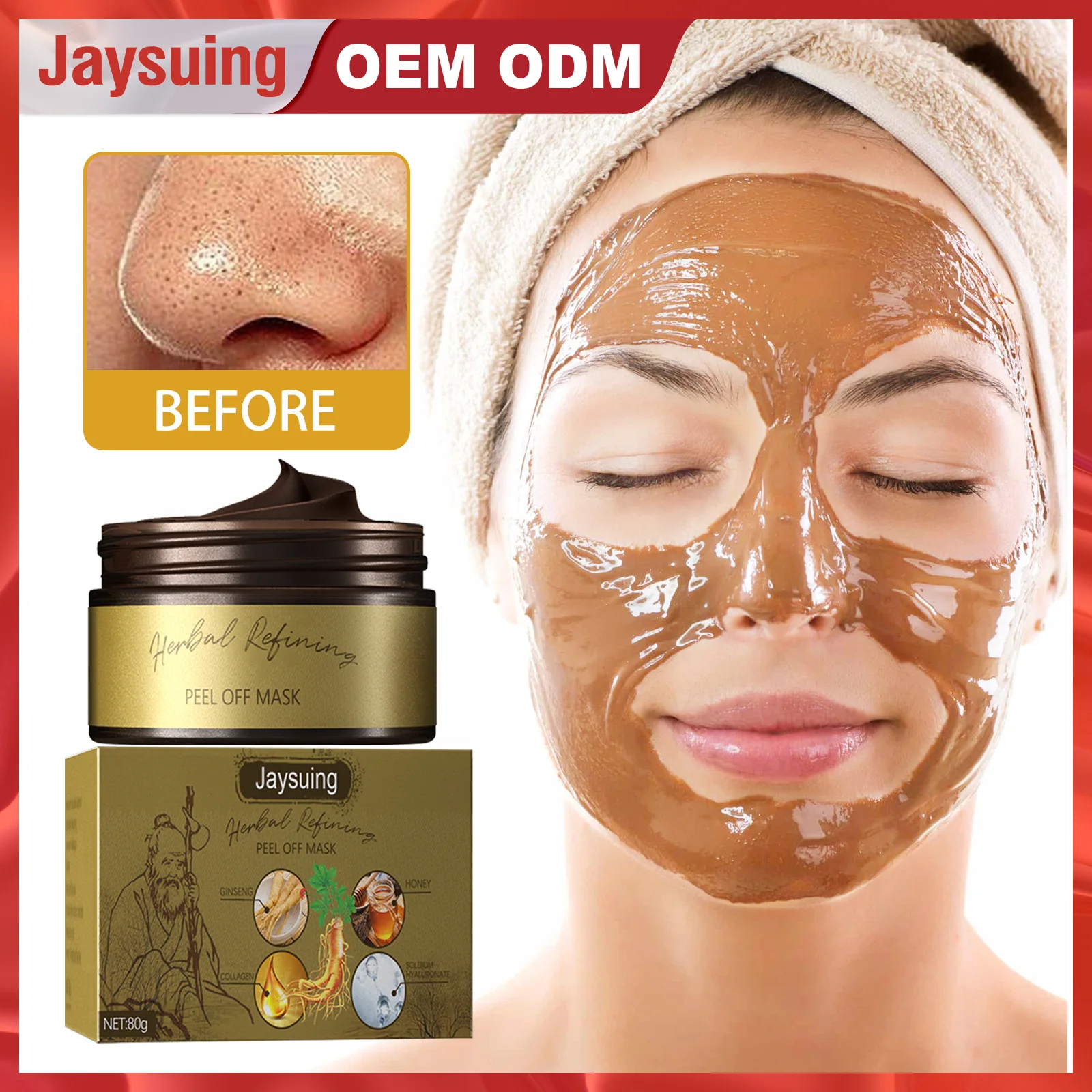 Jaysuing Ginseng Blackhead Remove Facial Masks Moisturizing Repair Skin Deep Cleansing Purifying smear Peel Off Face Masks 80g 
Jaysuing Ginseng Blackhead Remove Facial Masks Moisturizing Repair Skin Deep Cleansing Purifying smear Peel Off Face Masks 80g