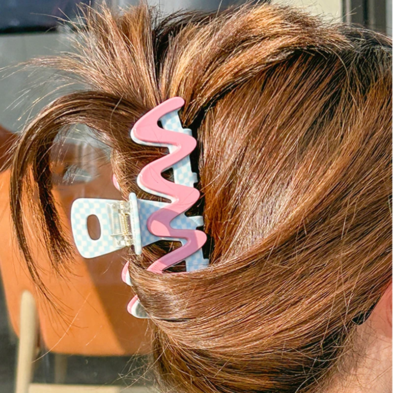 Sweet Candy Color Chessboard Wave Large Size Hair Claw Clip For Women Girls Trendy Acetate Hairpin Hair Accessories Tool 2023
Sweet Candy Color Chessboard Wave Large Size Hair Claw Clip For Women Girls Trendy Acetate Hairpin Hair Accessories Tool 2023
