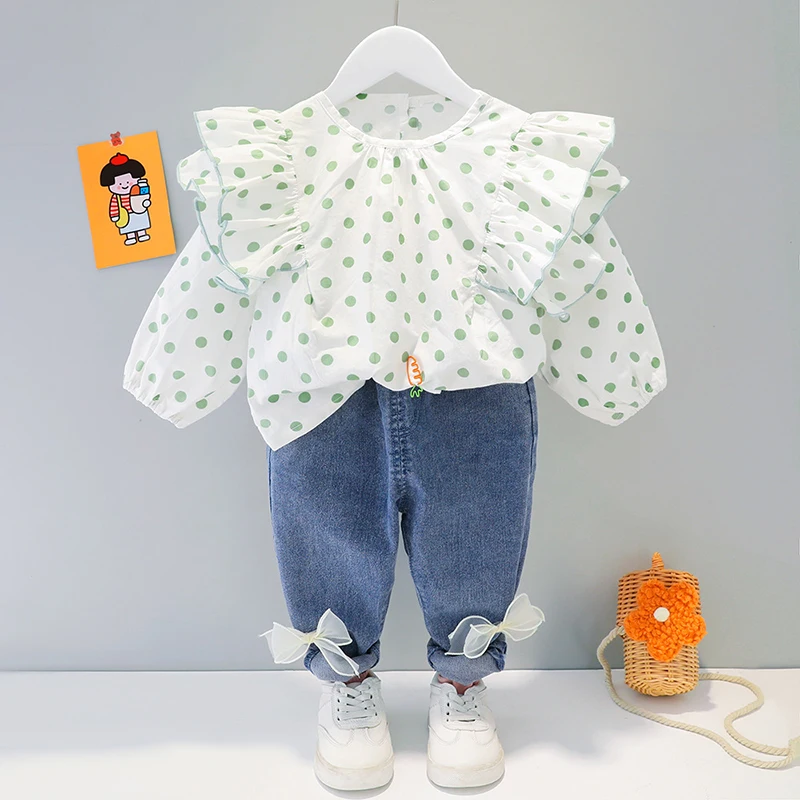 2022 New Spring Baby Girl Clothes Set Korean Style Polka Dot Top+Jeans 2pcs Outfit for Girls Long Sleeve Toddler Girl Fall Suits
2022 New Spring Baby Girl Clothes Set Korean Style Polka Dot Top+Jeans 2pcs Outfit for Girls Long Sleeve Toddler Girl Fall Suits