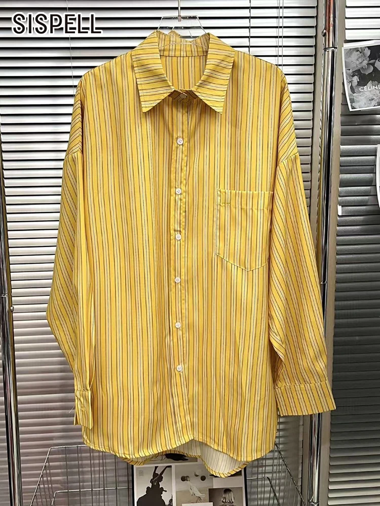 SISPELL Striped Colorblock Shirt For Women Lapel Long Sleeve Loose Casual Button Through Blouse Female Fashion Spring Clothing
SISPELL Striped Colorblock Shirt For Women Lapel Long Sleeve Loose Casual Button Through Blouse Female Fashion Spring Clothing