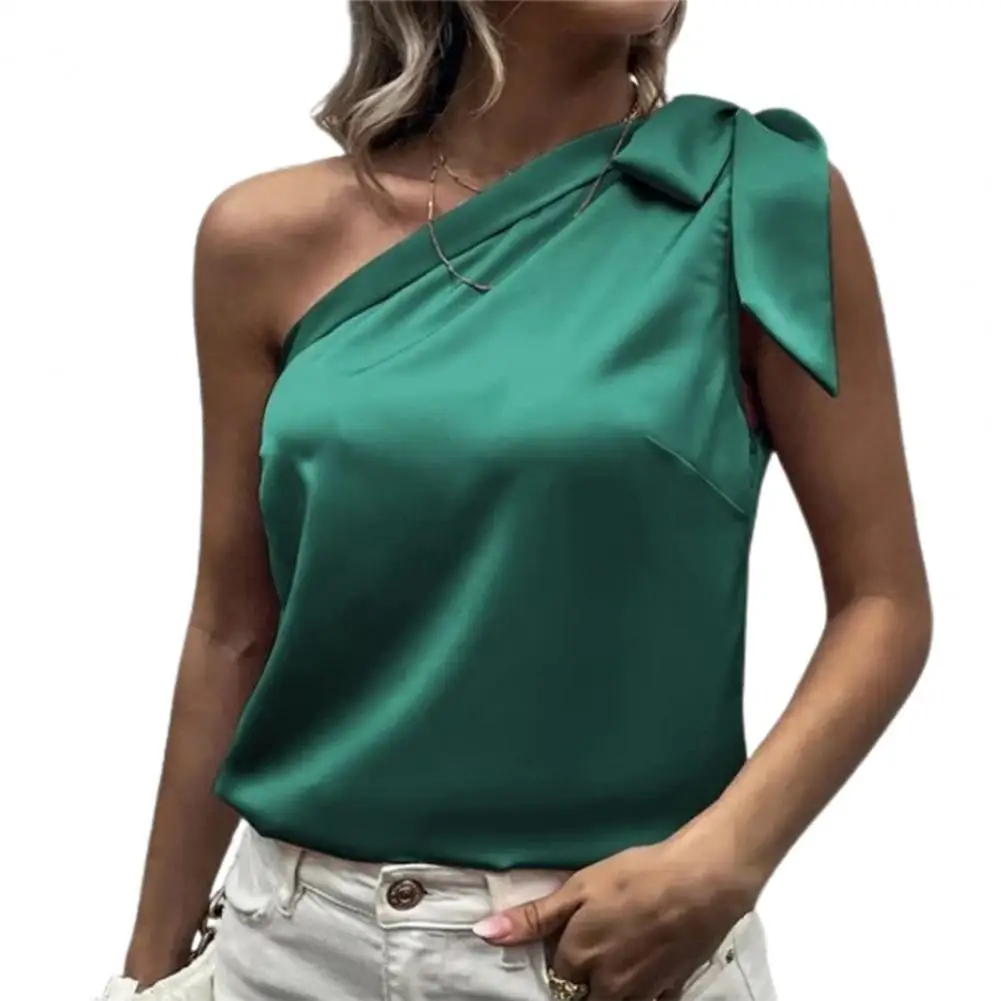 Sleeveless Smooth Satin 2022 Fashion Blouse Women Top Sexy One Shoulder Bowknot Pullover Top Female Clothing Blusa
Sleeveless Smooth Satin 2022 Fashion Blouse Women Top Sexy One Shoulder Bowknot Pullover Top Female Clothing Blusa