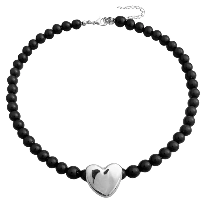 E0BF Beaded Chain Short Choker Necklace with Heart Pendant Adjustable Chain Necklace Punk Beaded Clavicle Chain Jewelry Gift
E0BF Beaded Chain Short Choker Necklace with Heart Pendant Adjustable Chain Necklace Punk Beaded Clavicle Chain Jewelry Gift