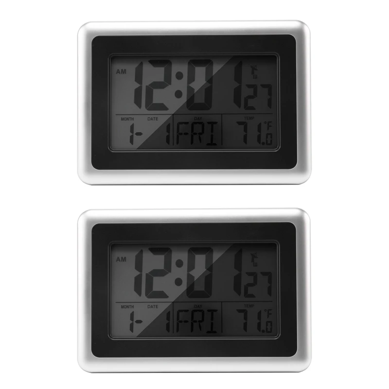 2X Atomic Digital Wall Clock, Large Lcd Display, Battery Operated, Indoor Temperature, Without Back Light (Silver)
2X Atomic Digital Wall Clock, Large Lcd Display, Battery Operated, Indoor Temperature, Without Back Light (Silver)