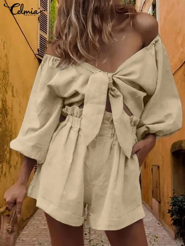 Celmia 2022 Summer Women 2 Pieces Sets Sexy Off Shoulder 3/4 Sleeve Crop Tops and Short Pants Sets Fashion Casual Matching Sets
Celmia 2022 Summer Women 2 Pieces Sets Sexy Off Shoulder 3/4 Sleeve Crop Tops and Short Pants Sets Fashion Casual Matching Sets