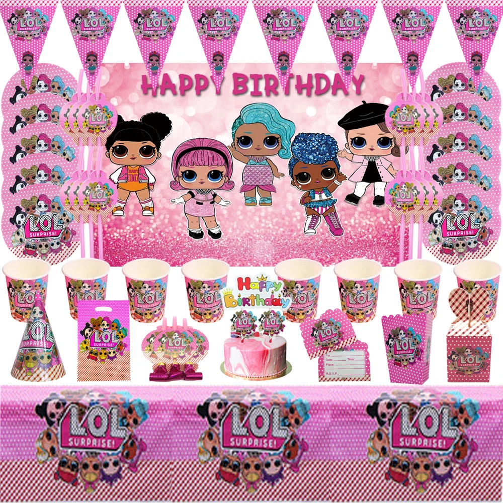 Kid Cartoon Surprise Dolls Theme Party Supplies Cups Plates Napkins Disposable Tableware Baby Shower Dolls Party Decor Balloons
Kid Cartoon Surprise Dolls Theme Party Supplies Cups Plates Napkins Disposable Tableware Baby Shower Dolls Party Decor Balloons