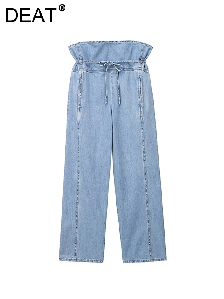 DEAT Women's Jeans High Waist Pleated With Belt Loose Solid Color Straight Wide Leg Denim Pants 2023 Autumn New Fashion 29L2617
DEAT Women's Jeans High Waist Pleated With Belt Loose Solid Color Straight Wide Leg Denim Pants 2023 Autumn New Fashion 29L2617