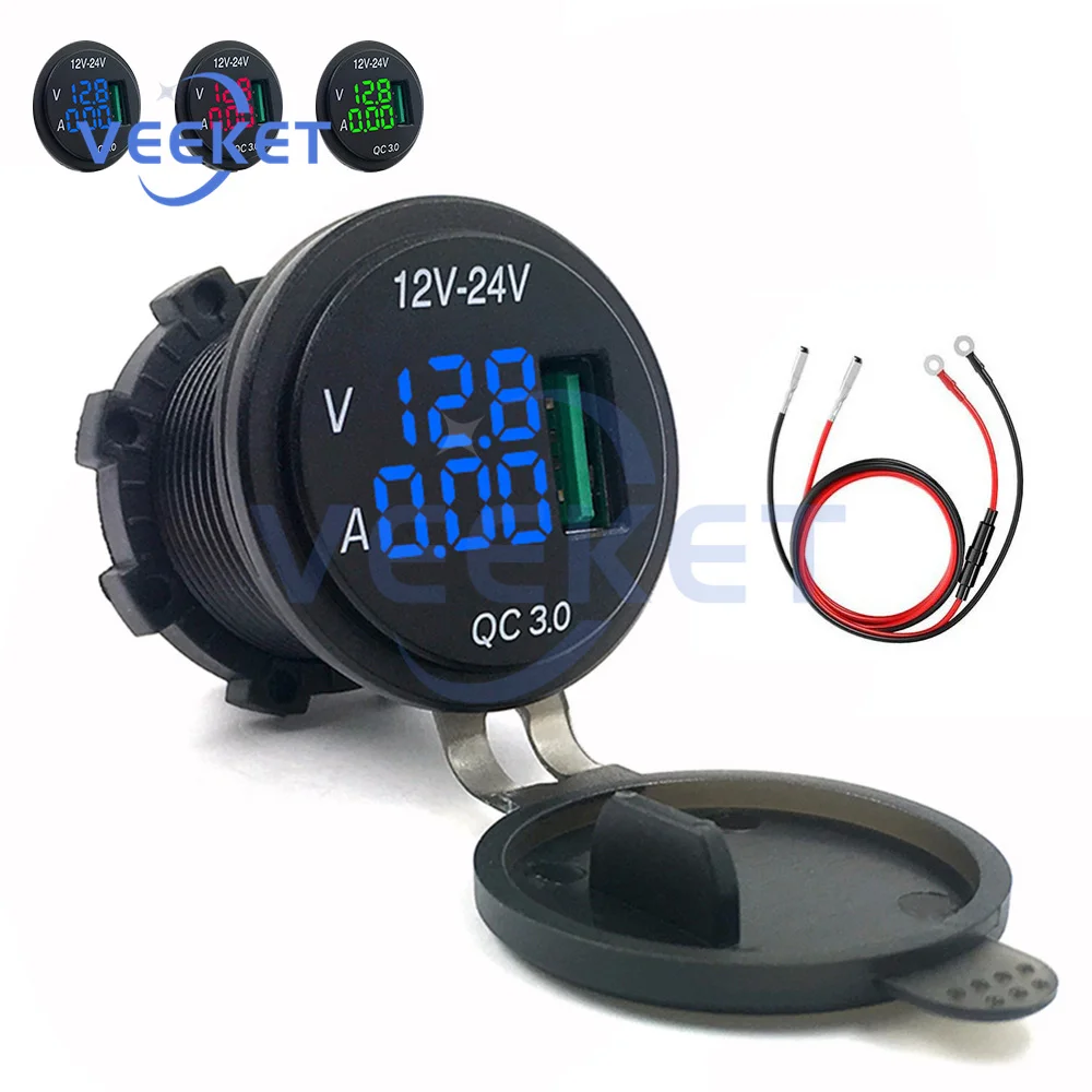QC 3.0 Digital Voltmeter Ammeter Monitoring with USB Charger Car Motocycle Voltage Current Meter Volt Detector Tester Panel
QC 3.0 Digital Voltmeter Ammeter Monitoring with USB Charger Car Motocycle Voltage Current Meter Volt Detector Tester Panel