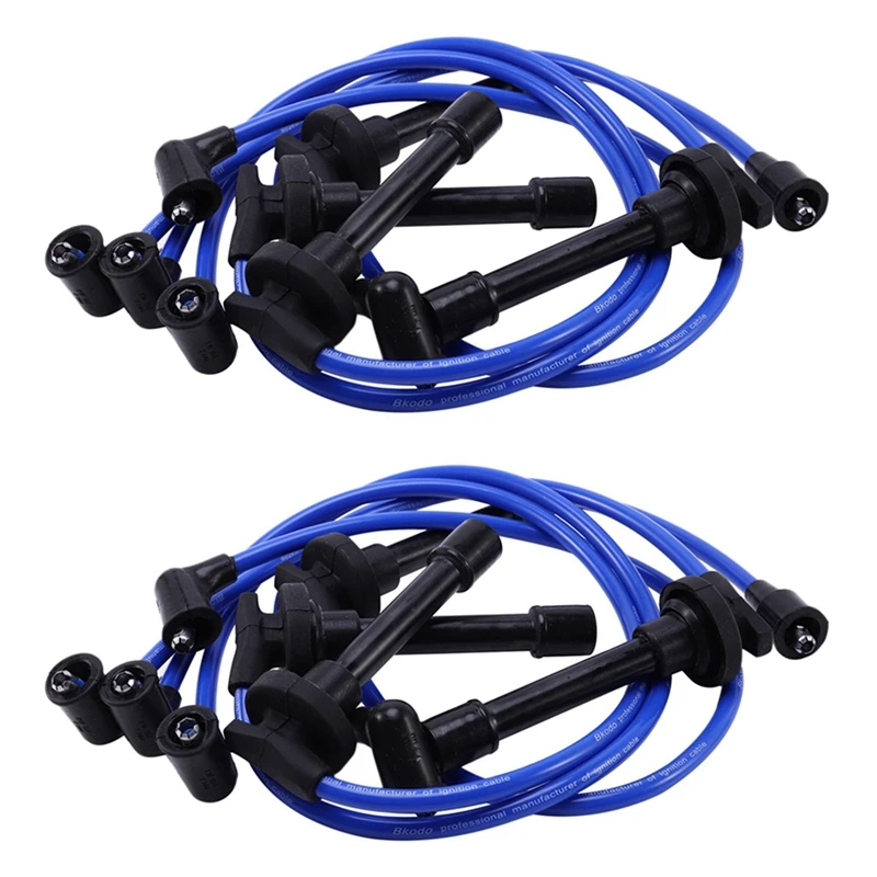 

2X 32700-PTO-000 Spark Plug Wire Set, High Performance Ignition Wire For HONDA CIVIC DEL SOL 1992-2002 Blue