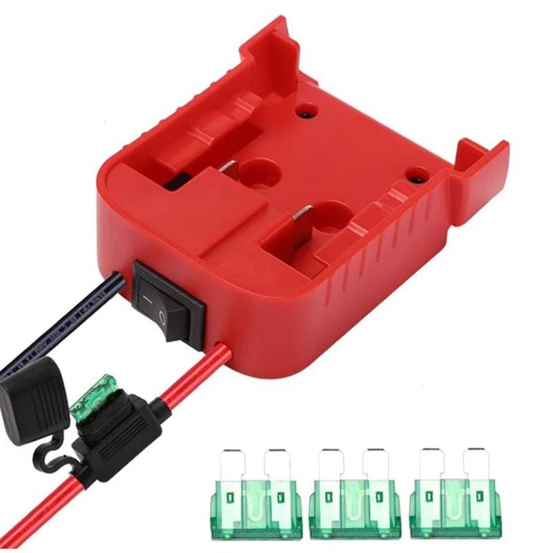 Battery Adapter With Fuse Built-In Switch 30A Fuses Set Power Wheel Adapter Red Plastic For Milwauke 18V To Dock Holder 14Awg
Battery Adapter With Fuse Built-In Switch 30A Fuses Set Power Wheel Adapter Red Plastic For Milwauke 18V To Dock Holder 14Awg