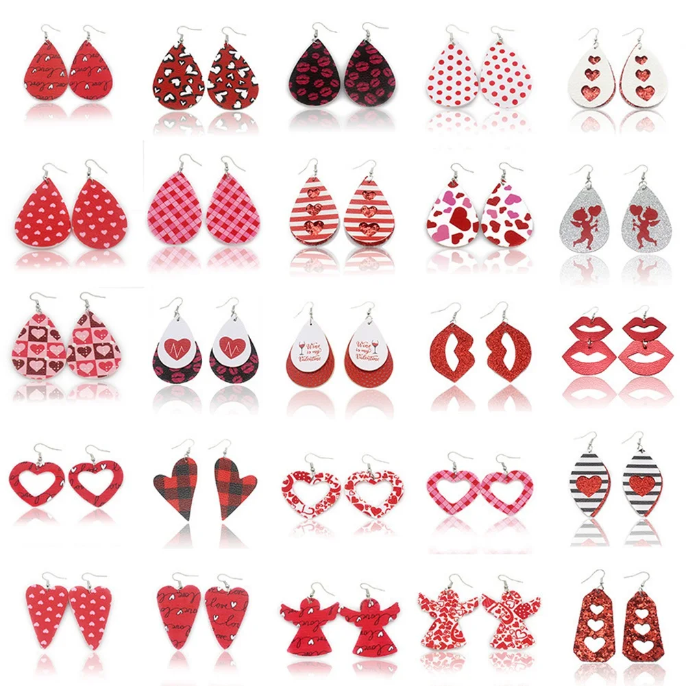25 Pairs Of Valentine's Day Earrings Love Angel Lip Drop Shaped Leather Earrings
25 Pairs Of Valentine's Day Earrings Love Angel Lip Drop Shaped Leather Earrings