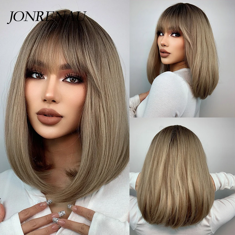 JONRENAU Straight Hair with Bangs Middle Long Wig Ombre Brown Black to Blonde Dark Roots Synthetic Wigs For Women Heat Resistant
JONRENAU Straight Hair with Bangs Middle Long Wig Ombre Brown Black to Blonde Dark Roots Synthetic Wigs For Women Heat Resistant