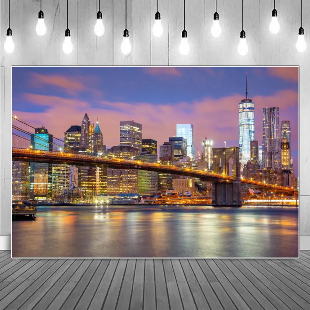 Night New York Brooklyn Bridge City Buildings Photography Backgrounds Landmark Scenic Spots Backdrop Photographic Portrait Props
Night New York Brooklyn Bridge City Buildings Photography Backgrounds Landmark Scenic Spots Backdrop Photographic Portrait Props