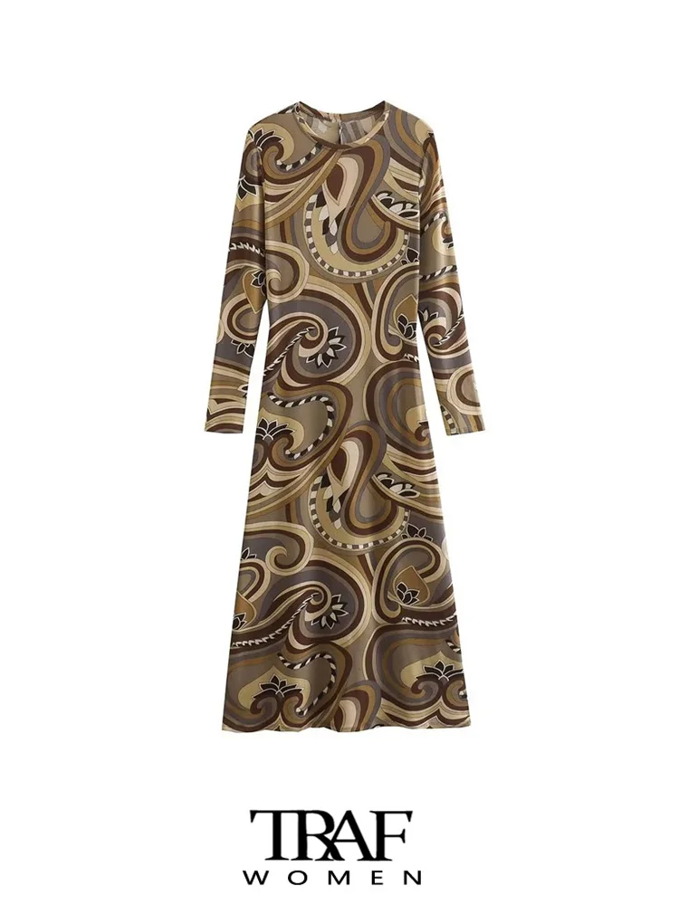 TRAF Women Fashion Printed Knit Midi Dress Vintage O Neck Long Sleeve Female Dresses Vestidos Mujer
TRAF Women Fashion Printed Knit Midi Dress Vintage O Neck Long Sleeve Female Dresses Vestidos Mujer