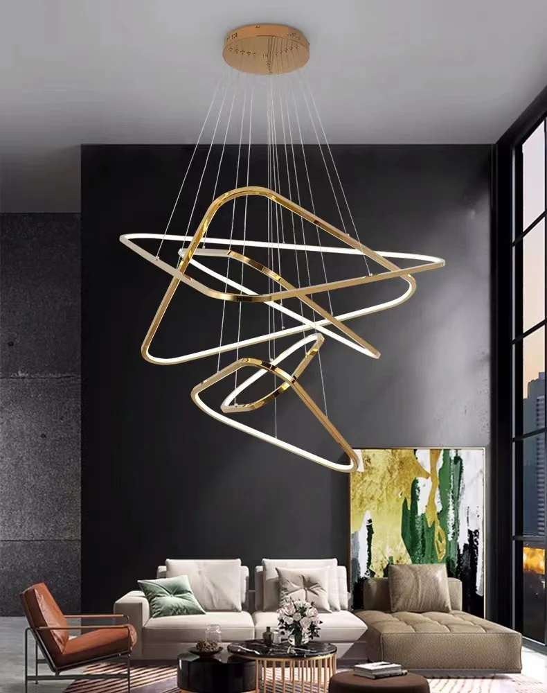 Living Room Of Modern Simple LED Lights Designer Personality Creative Villa Duplex Stainless Steel Triangle Chandelier
Living Room Of Modern Simple LED Lights Designer Personality Creative Villa Duplex Stainless Steel Triangle Chandelier