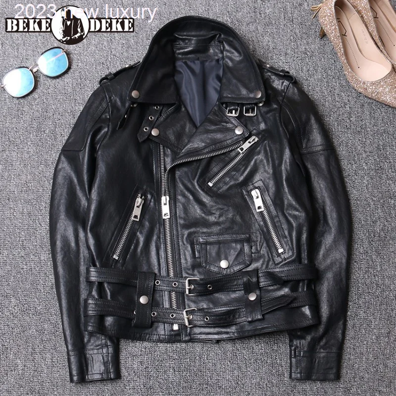 Women Boyfriend Style Moto Biker Genuine Leather Jacket Buckle Streetwear Vintage Slim Fit Sheepskin Coat Punk Outwear Jackets
Women Boyfriend Style Moto Biker Genuine Leather Jacket Buckle Streetwear Vintage Slim Fit Sheepskin Coat Punk Outwear Jackets