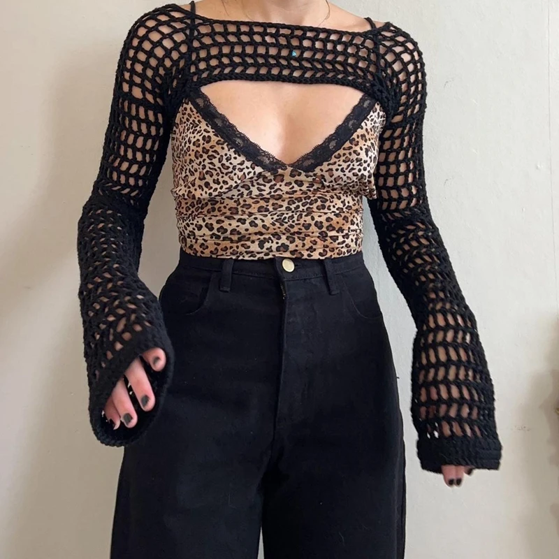 Vintage Knitted Hollow Out T-shirt Smock Top Sun-protection Super-short Pullover Y2K Aesthetic All-match Preppy Crochet Crop Top
Vintage Knitted Hollow Out T-shirt Smock Top Sun-protection Super-short Pullover Y2K Aesthetic All-match Preppy Crochet Crop Top