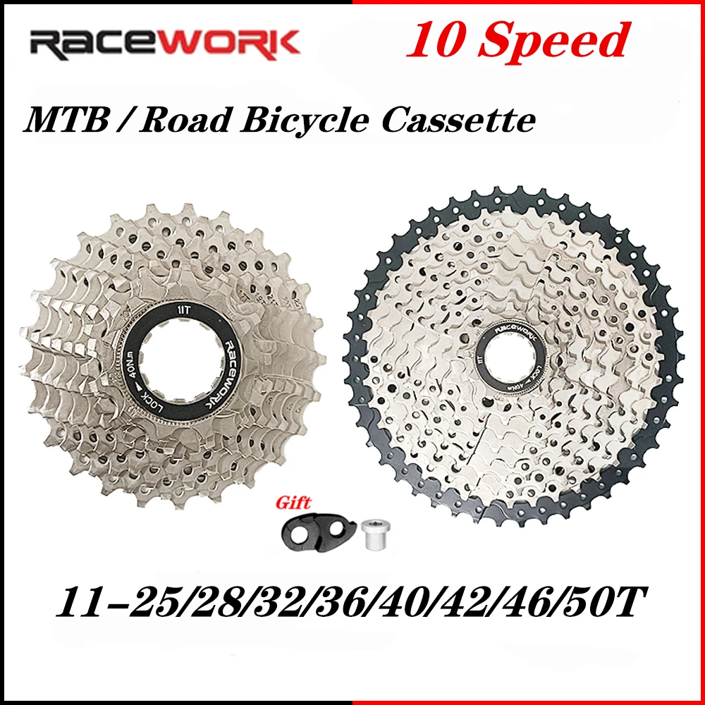 RACEWORK 10 Speed Cassette 10S MTB Bike Road Bicycle Freewheel 10V 25/28/32/42/46/50T MTB Road Bicycle Sprocket for SHIMANO SRAM
RACEWORK 10 Speed Cassette 10S MTB Bike Road Bicycle Freewheel 10V 25/28/32/42/46/50T MTB Road Bicycle Sprocket for SHIMANO SRAM