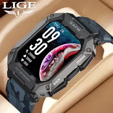 LIGE New Smart Watch For Men Bluetooth Full Touch Screen 5ATM Waterproof Watches Sports Fitness Smartwatch Man Relogio Masculino