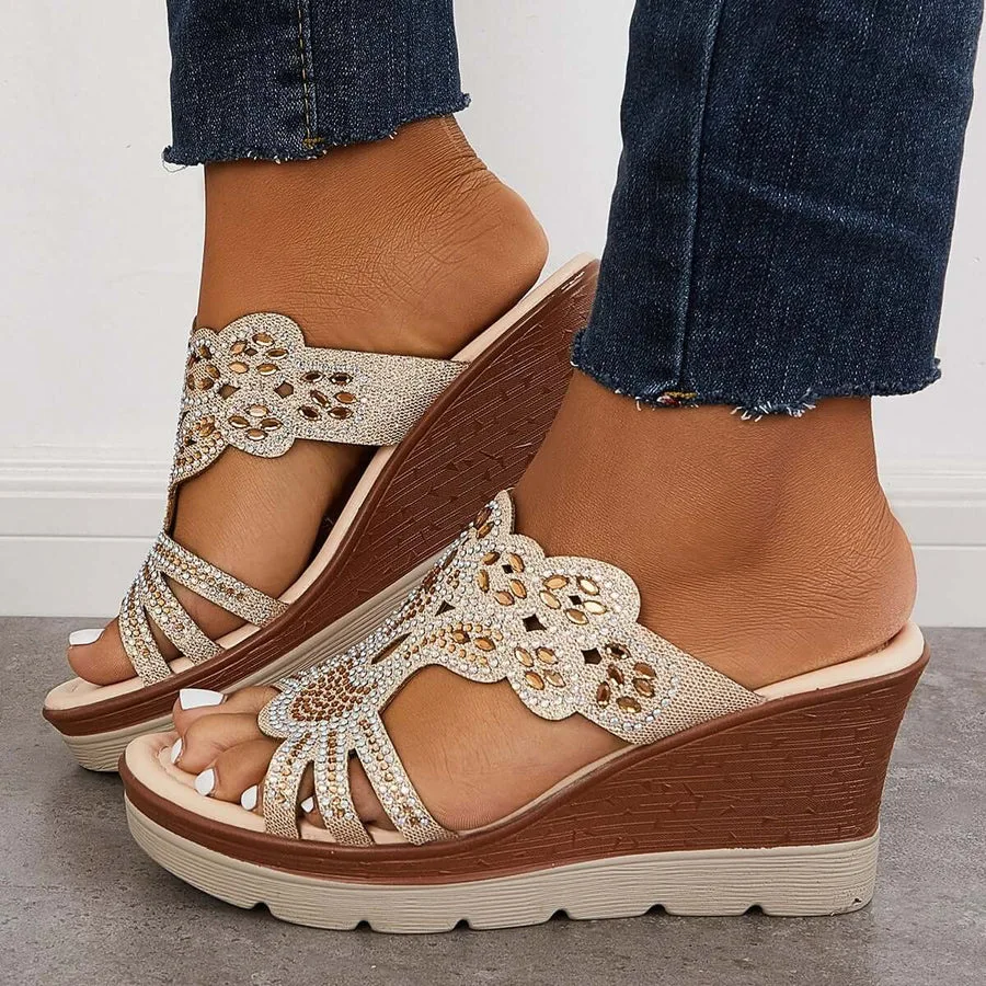 Women Round Toe Wedges Heel Shoes Ladies Casual Open Toe Comfort Spring Summer Rhinestone Slippers Party Sandals Plus Size 35-43
Women Round Toe Wedges Heel Shoes Ladies Casual Open Toe Comfort Spring Summer Rhinestone Slippers Party Sandals Plus Size 35-43