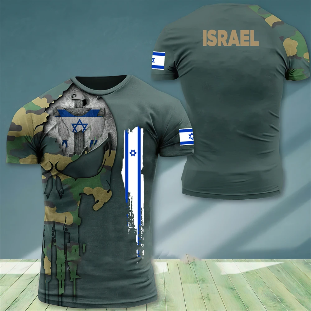 

Israel Flag Shirt Men's T-shirt Israelis Army Camo Short Sleeve Tops Summer Oversized Men's Clothing 3D Printed Cotton Tees 6xl