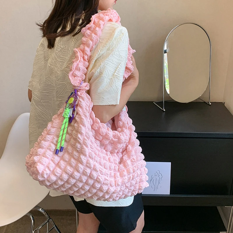 

Cloud Crossbody Bag Bubble Quilted Handbag Women Solid Color Casual Shoulder Bags Fashion Flap Female Large Tote Simple Design