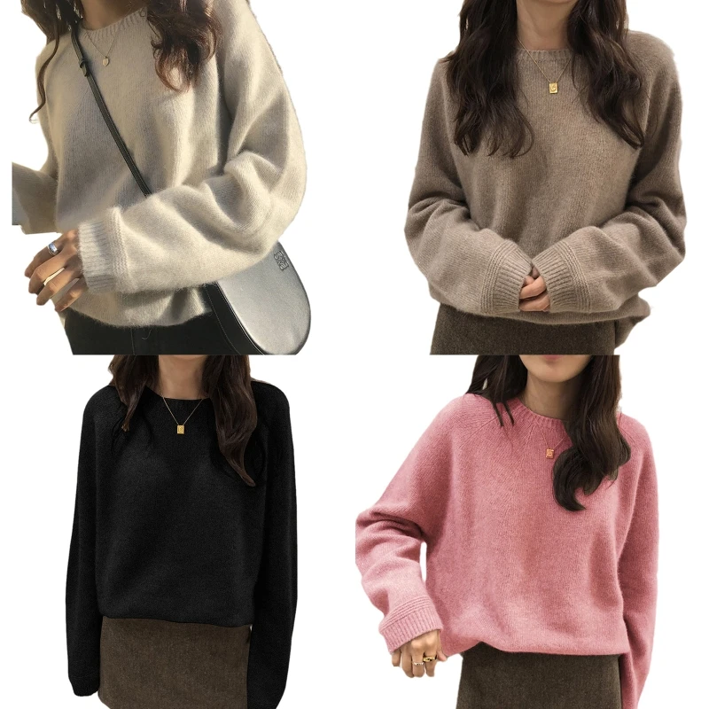 Women Autumn Raglan Long Sleeve Sweater Simple Solid Color Faux Wool Warm Pullover Top Round O-Neck Basic Loose Knitwear Jumper
Women Autumn Raglan Long Sleeve Sweater Simple Solid Color Faux Wool Warm Pullover Top Round O-Neck Basic Loose Knitwear Jumper