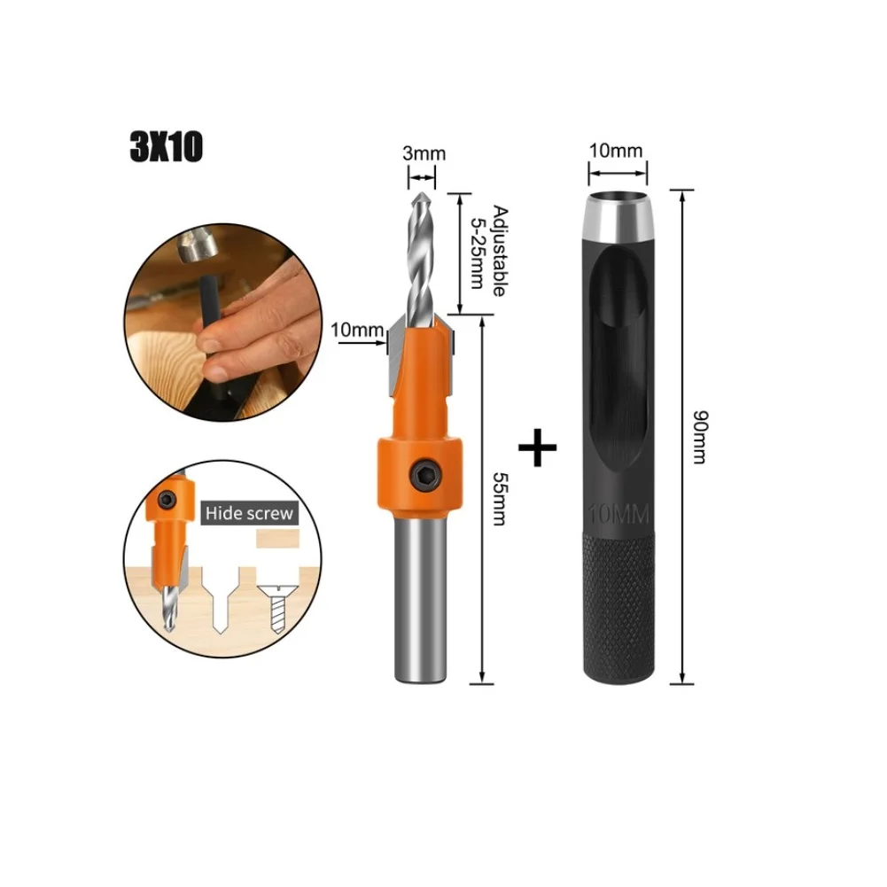 2pcs Countersink Router Bit Punching Drill Bit 8mm Shank Set 2.8/3/3.2/3.5/4mm Demolition Wood Milling Woodworking Tools
2pcs Countersink Router Bit Punching Drill Bit 8mm Shank Set 2.8/3/3.2/3.5/4mm Demolition Wood Milling Woodworking Tools